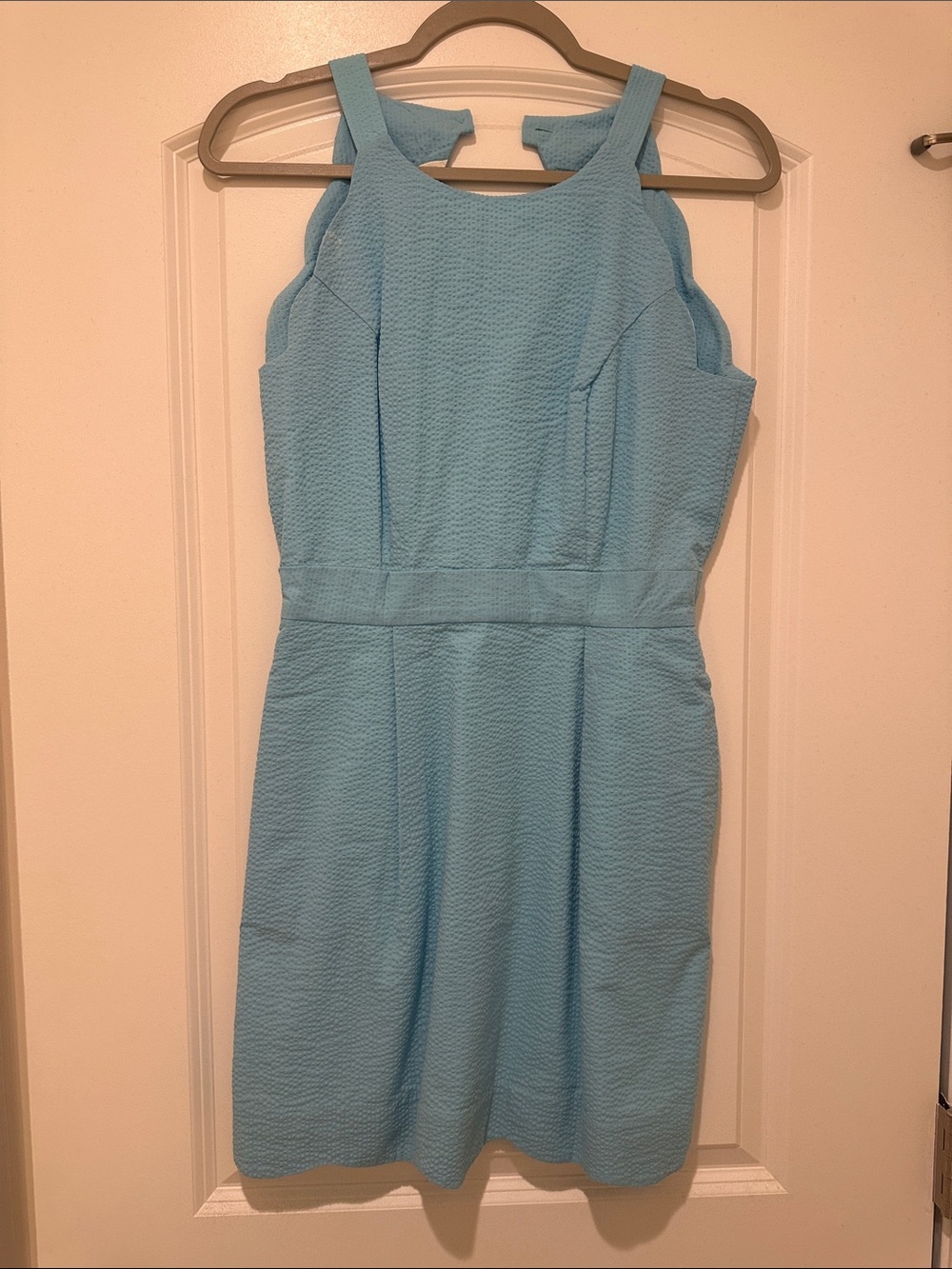 Lauren James Classic Light Blue Textured Sleeveless Dress